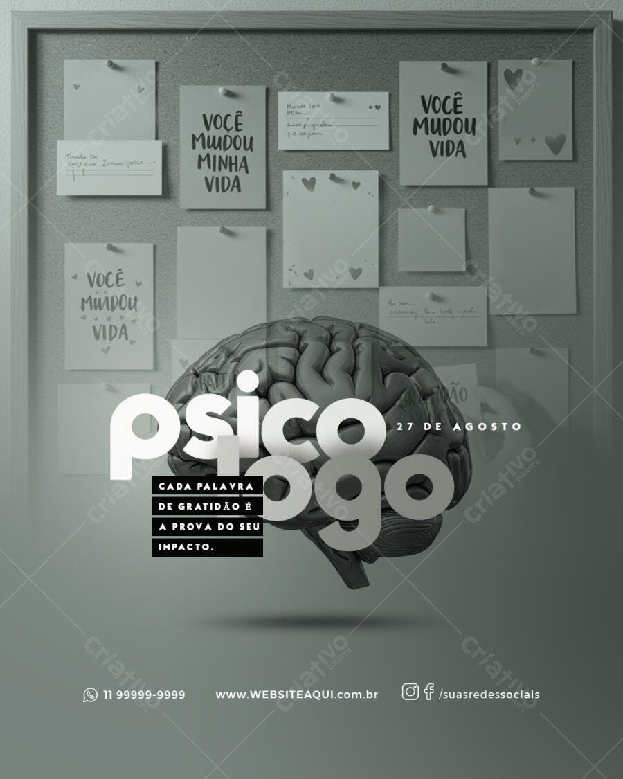 Flyer Dia do Psicólogo 27 de Agosto PSD Editável
