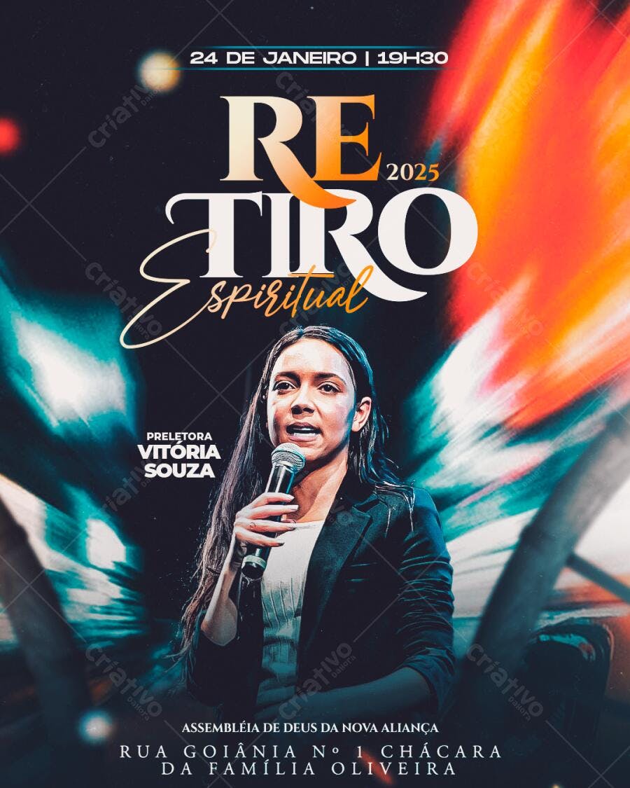 Flyer Retiro Espiritual 24 de Janeiro PSD Editável