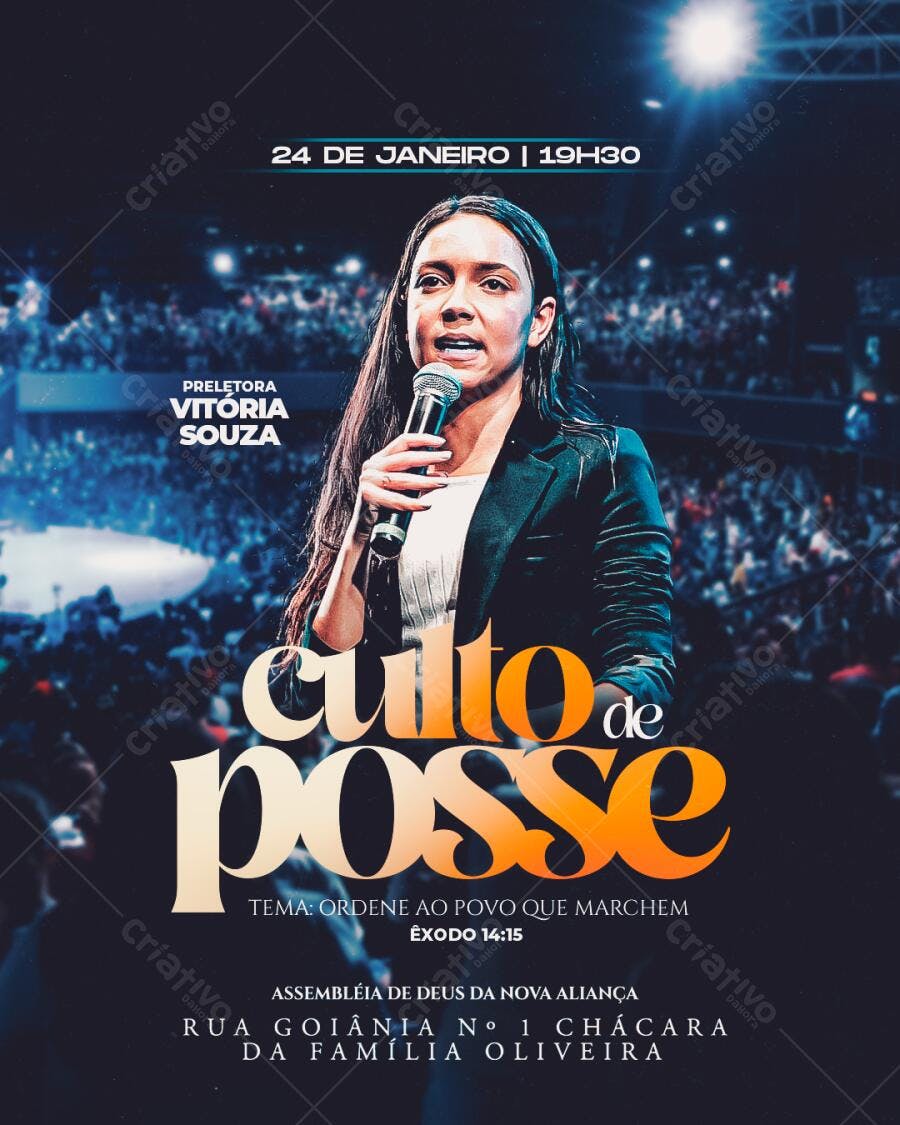 Flyer para Culto de Posse PSD Editável