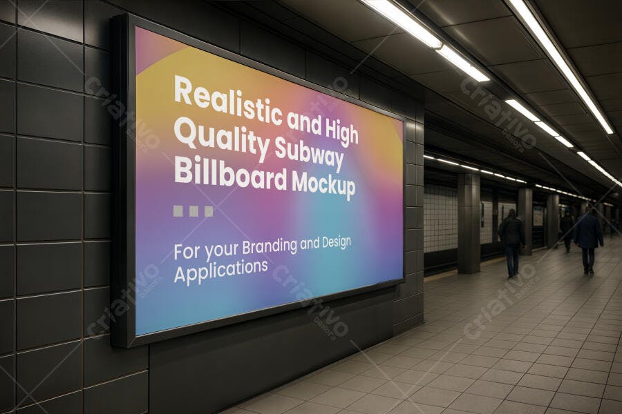 Mockup de Outdoor em Metrô com Cores Vibrantes