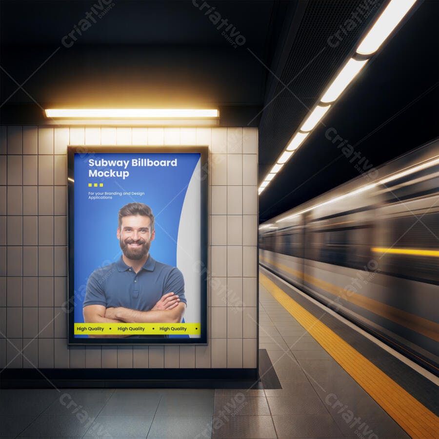 Mockup Realista de Outdoor em Metrô