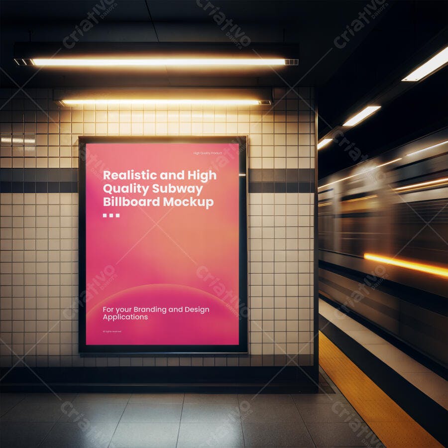 Mockup Realista de Outdoor em Estação de Metrô Urbana