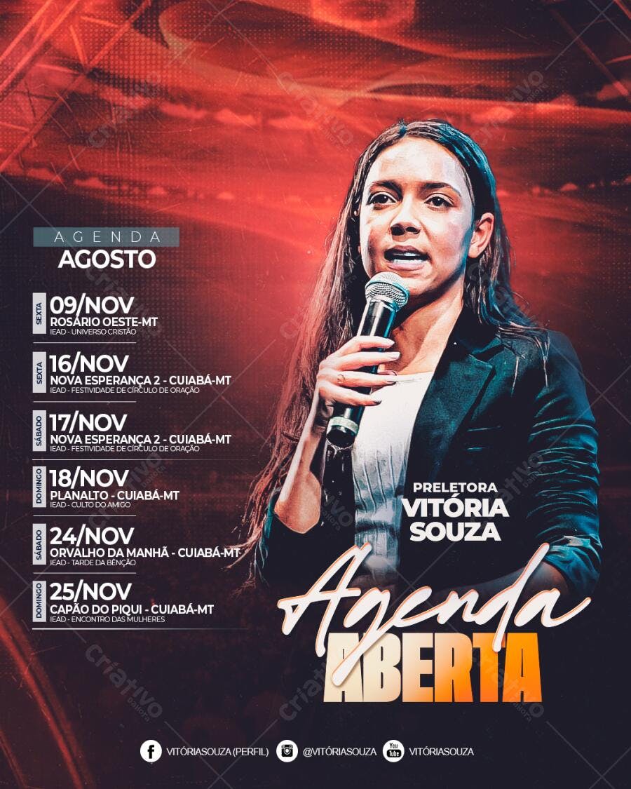 Flyer Agenda Aberta Agosto PSD Editável