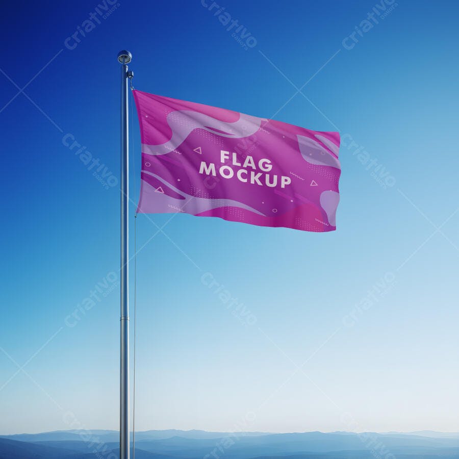 Mockup de Bandeira com Design Moderno em Rosa e Lilás