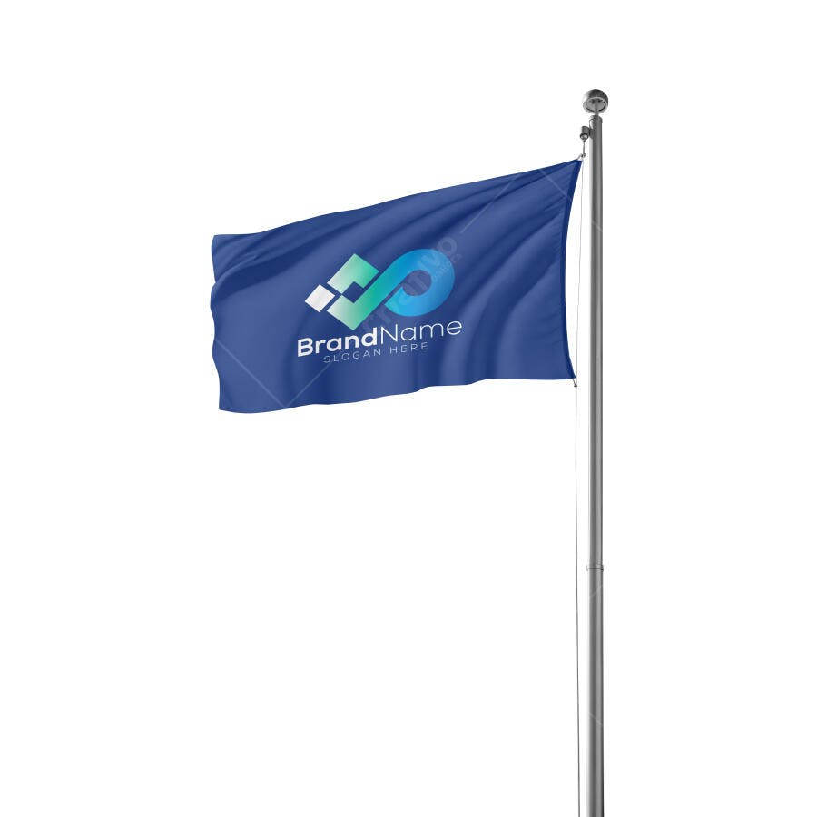 Mockup de Bandeira com Logo Moderna: Azul e Verde