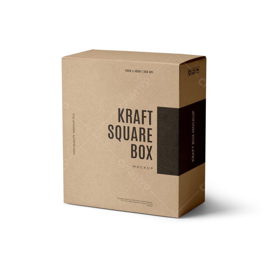 Mockup Caixa Kraft Quadrada: Design Minimalista