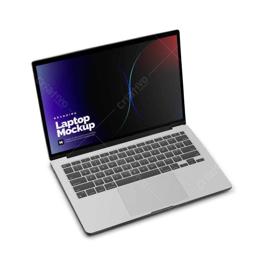 Mockup Notebook Moderno: Tela em Preto com Detalhes Neon
