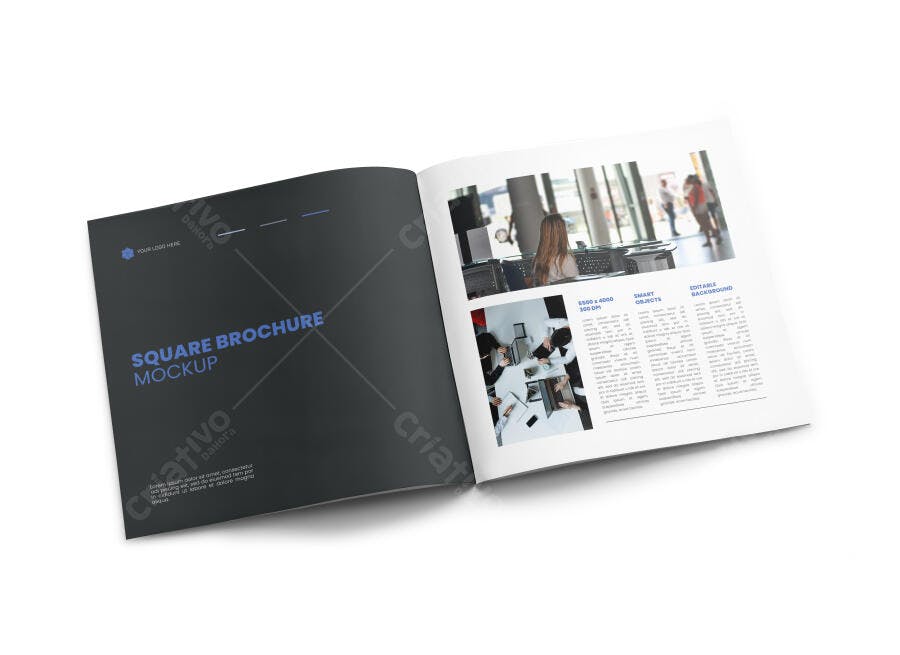 Mockup Brochura Quadrada: Design Moderno e Elegante