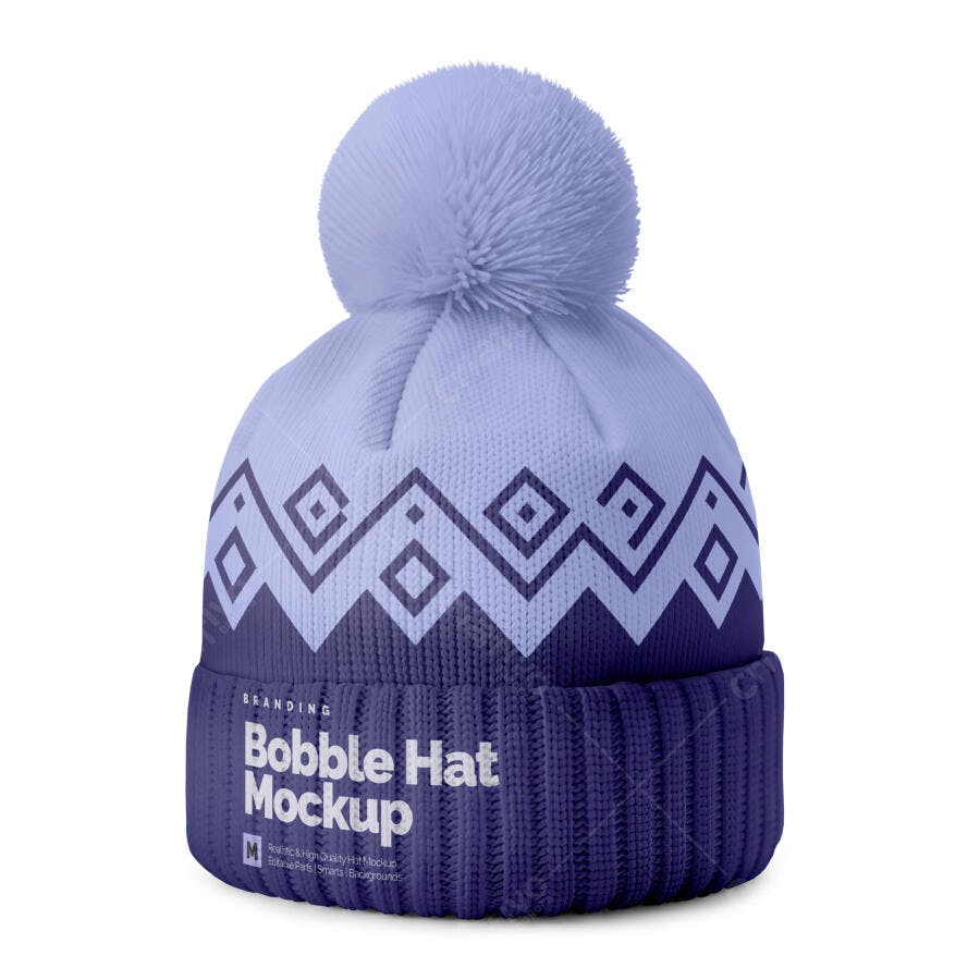 Mockup de Gorro com Pompom: Azul e Roxo