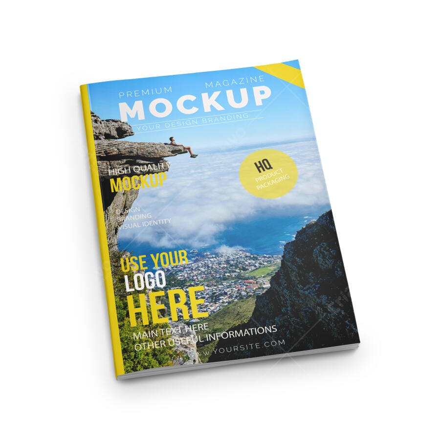 Mockup Revista: Paisagem Aérea Realista