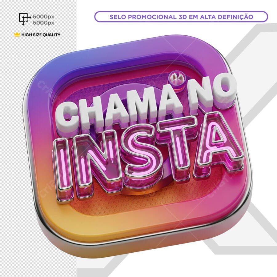 Selo Promocional 3D Instagram PSD Editável