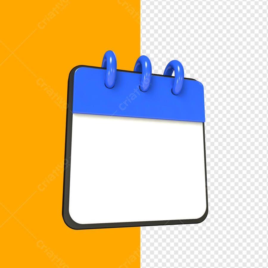 Calendário Mensal Azul e Laranja PSD Editável