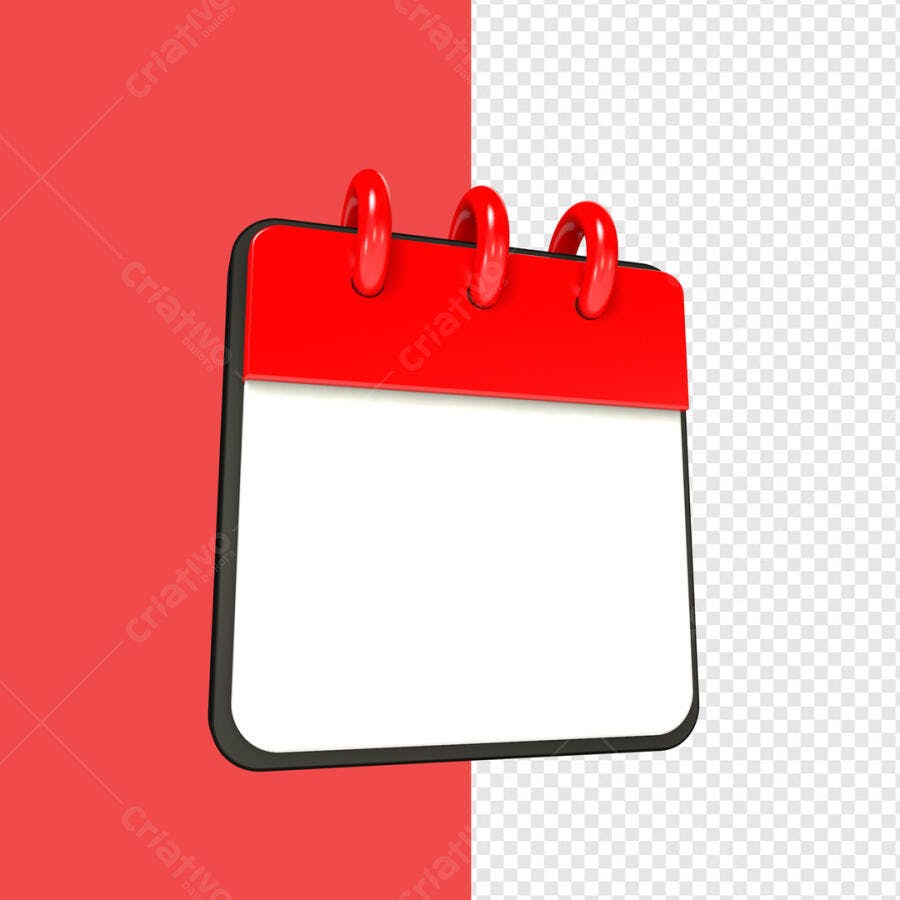 Calendário Mensal Vermelho PSD Editável