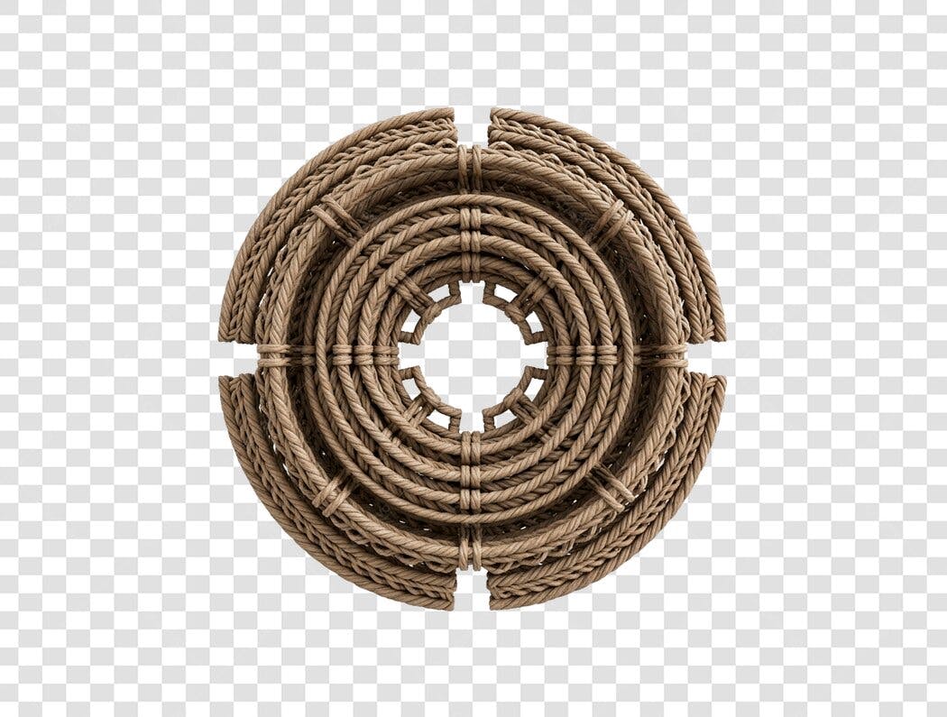 Elemento decorativo circular em corda PNG com fundo transparente