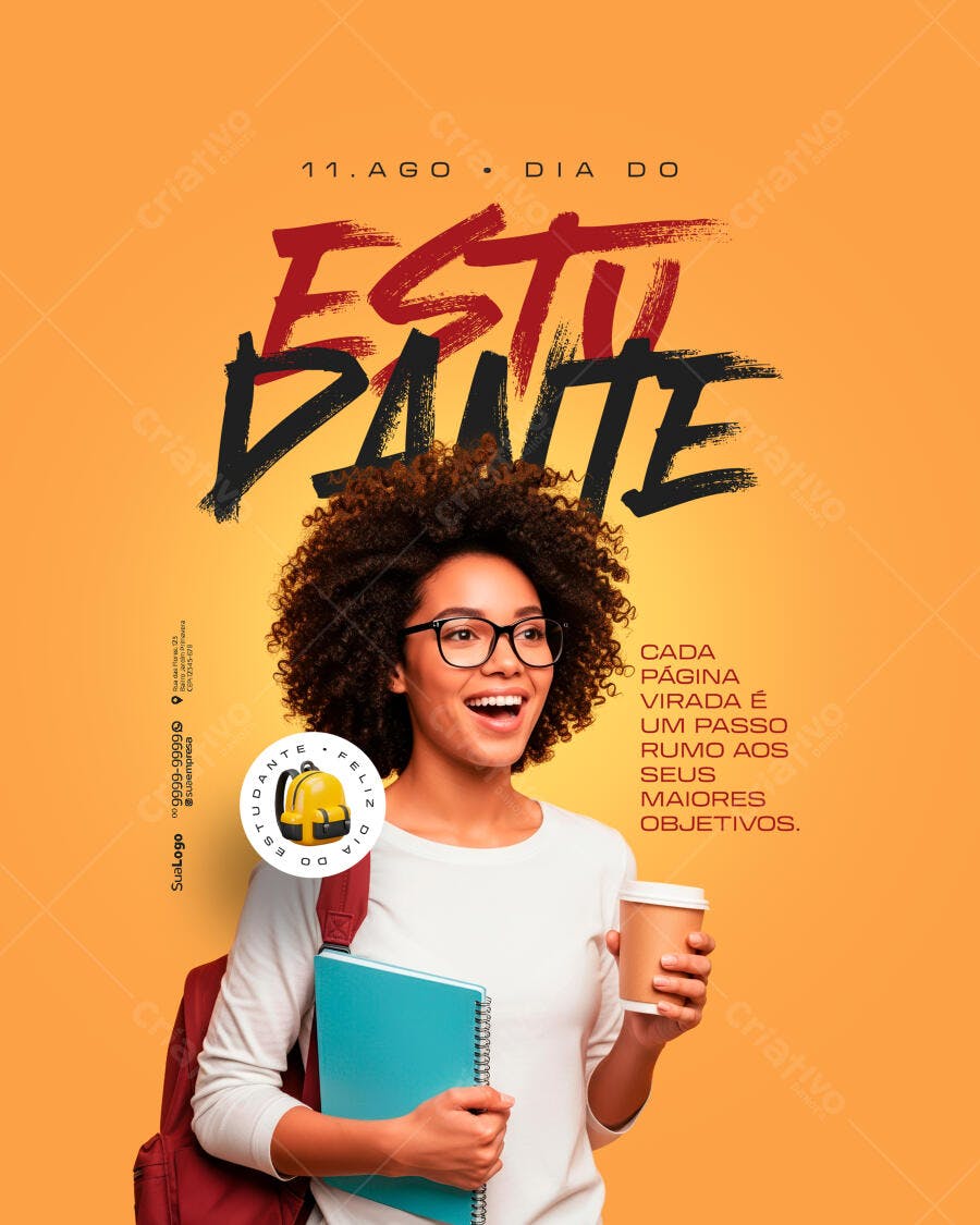 Flyer Dia do Estudante PSD Editável