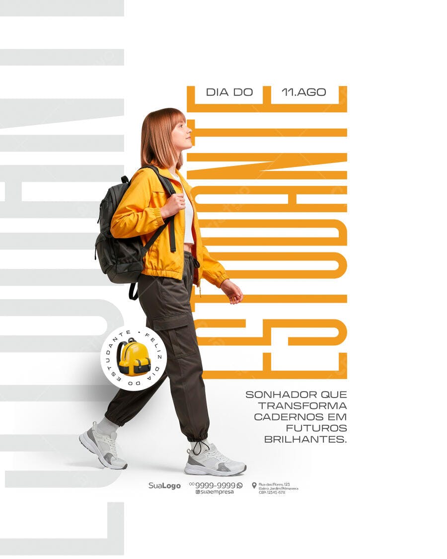 Flyer Dia do Estudante PSD Editável
