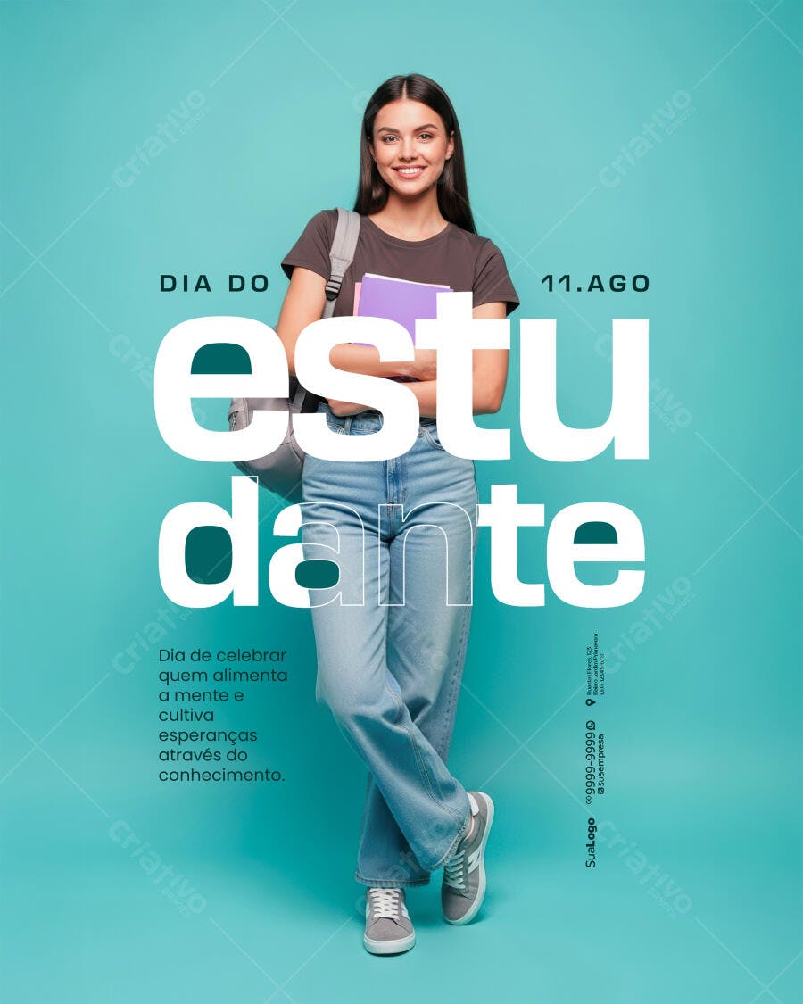 Flyer Dia do Estudante 11 de Agosto PSD Editável