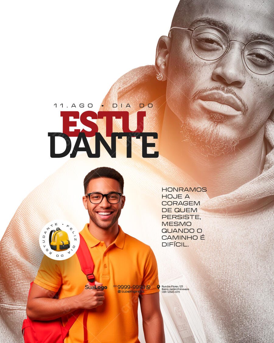 Flyer Dia do Estudante PSD Editável