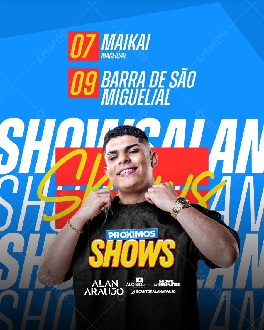 Flyer para Shows de Alan Araujo PSD Editável