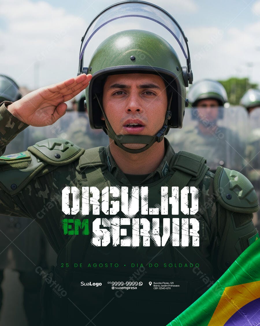 Flyer Dia do Soldado PSD Editável