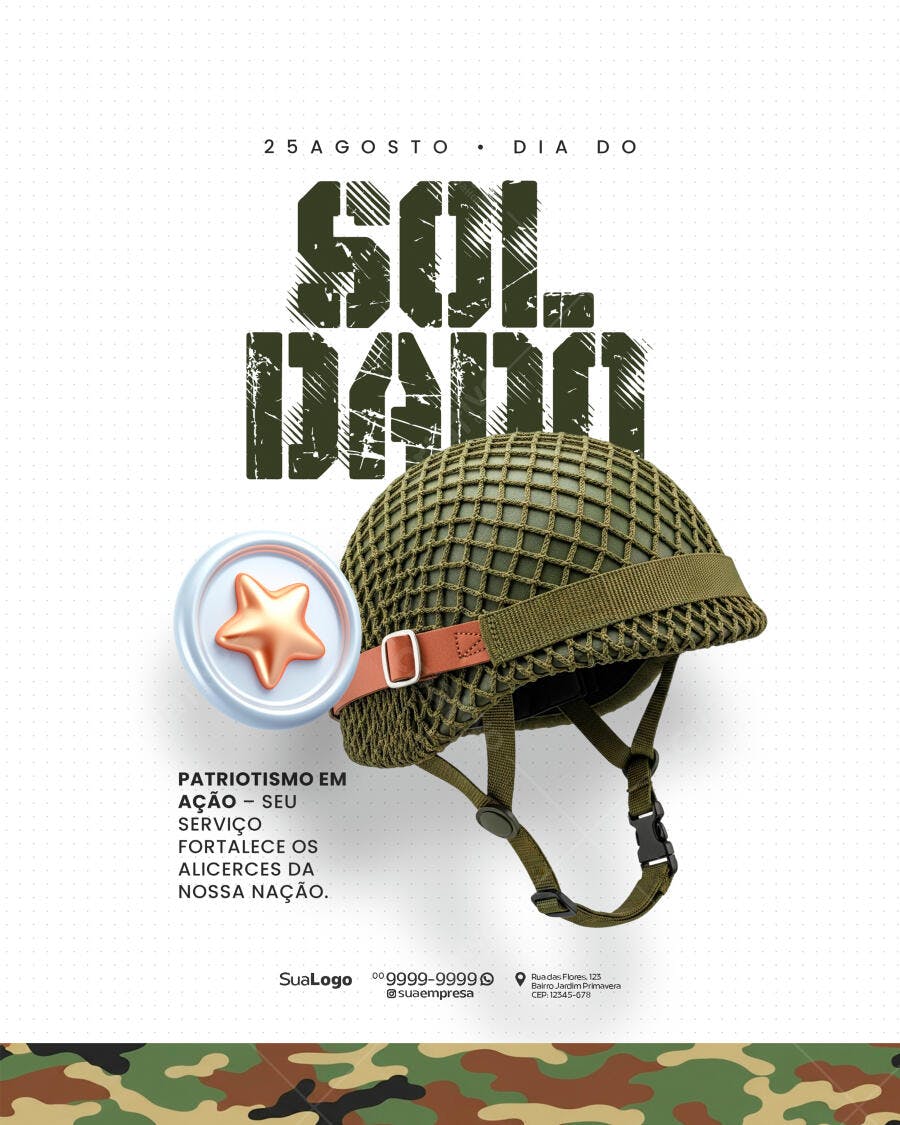 Flyer Dia do Soldado 25 de Agosto PSD Editável