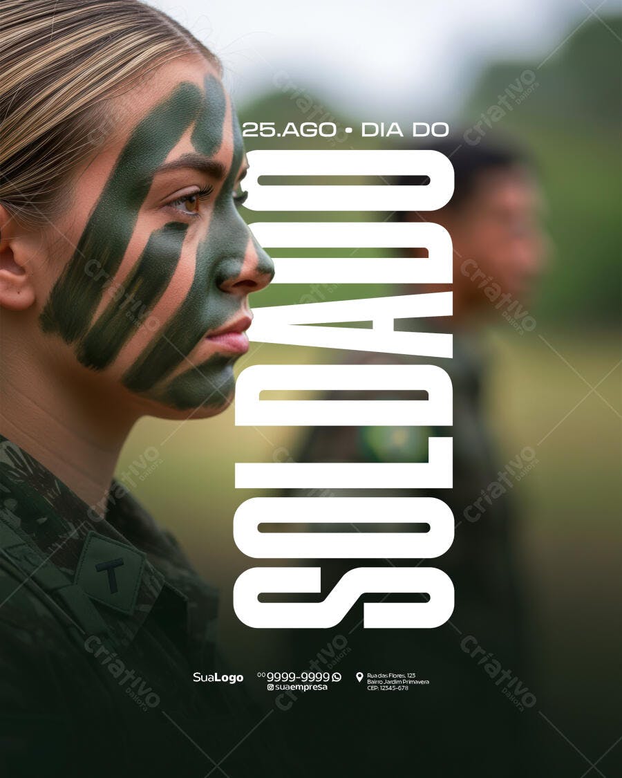 Flyer Dia do Soldado 25 de Agosto PSD Editável