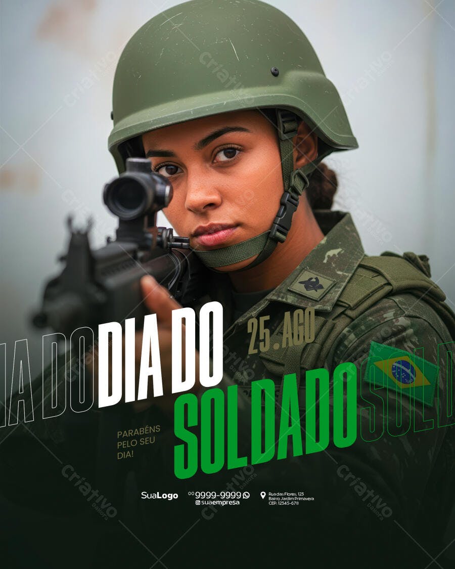 Flyer Dia do Soldado 25 de Agosto PSD Editável