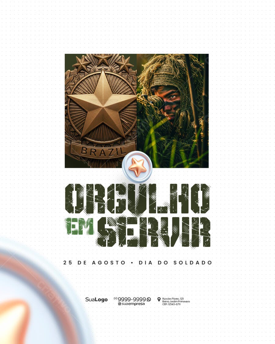 Flyer Dia do Soldado PSD Editável