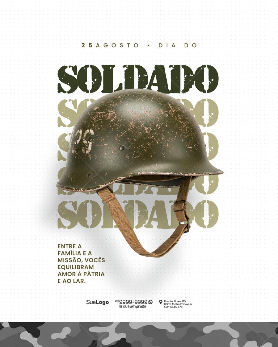 Flyer Dia do Soldado 25 de Agosto PSD Editável