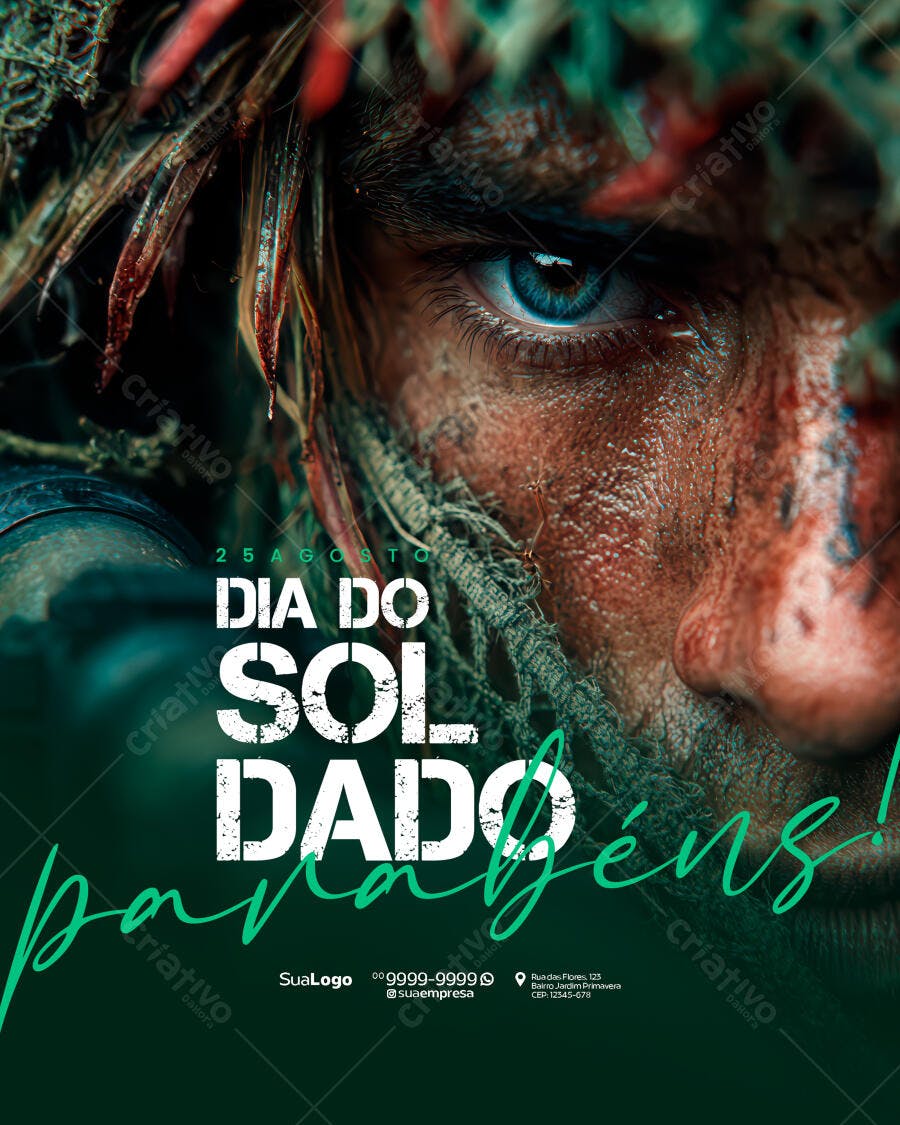 Flyer Dia do Soldado 25 de Agosto PSD Editável