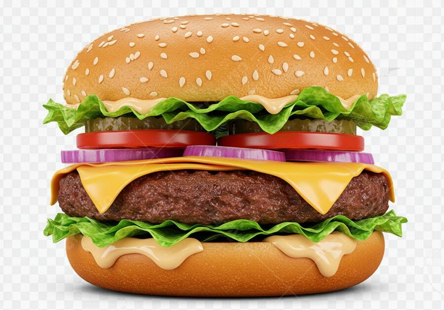 Banner hambúrguer PNG com fundo transparente