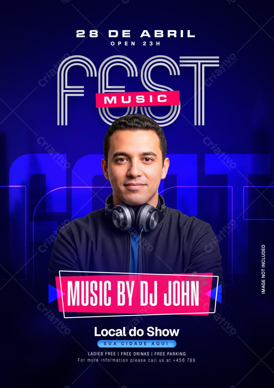 Flyer Festa Musical 28 de Abril PSD Editável