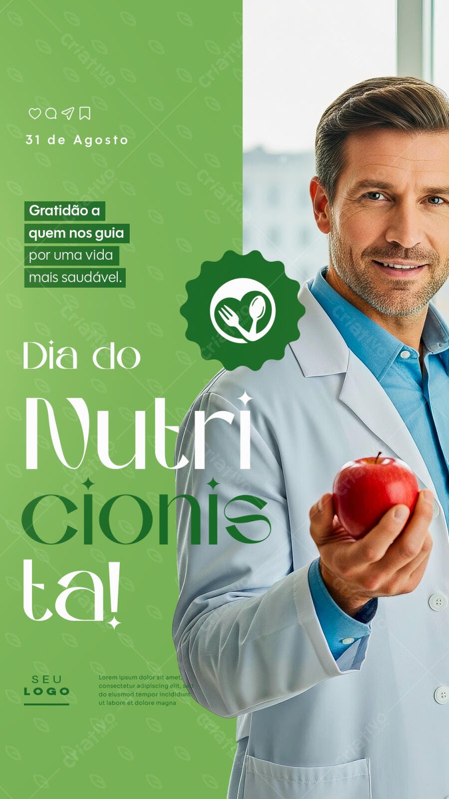 Flyer Dia do Nutricionista 31 de Agosto PSD Editável