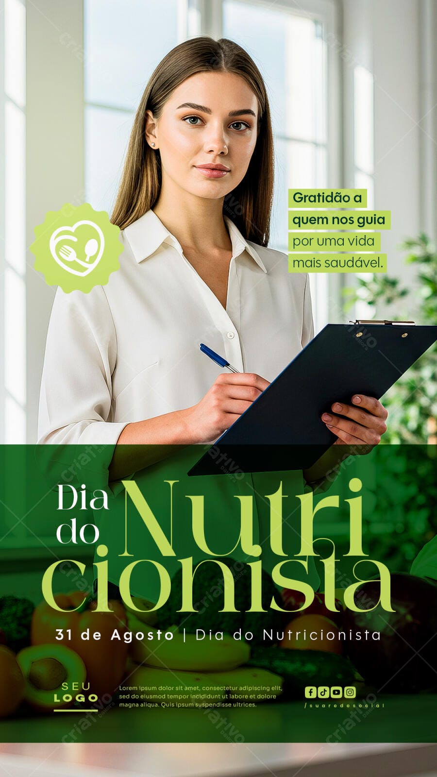 Flyer Dia do Nutricionista 31 de Agosto PSD Editável