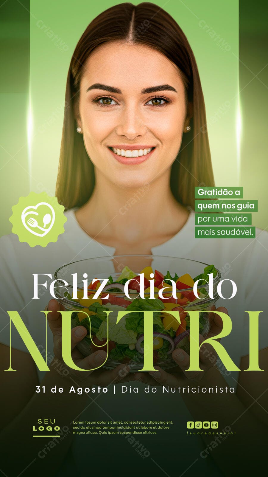 Flyer Dia do Nutricionista 31 de Agosto PSD Editável