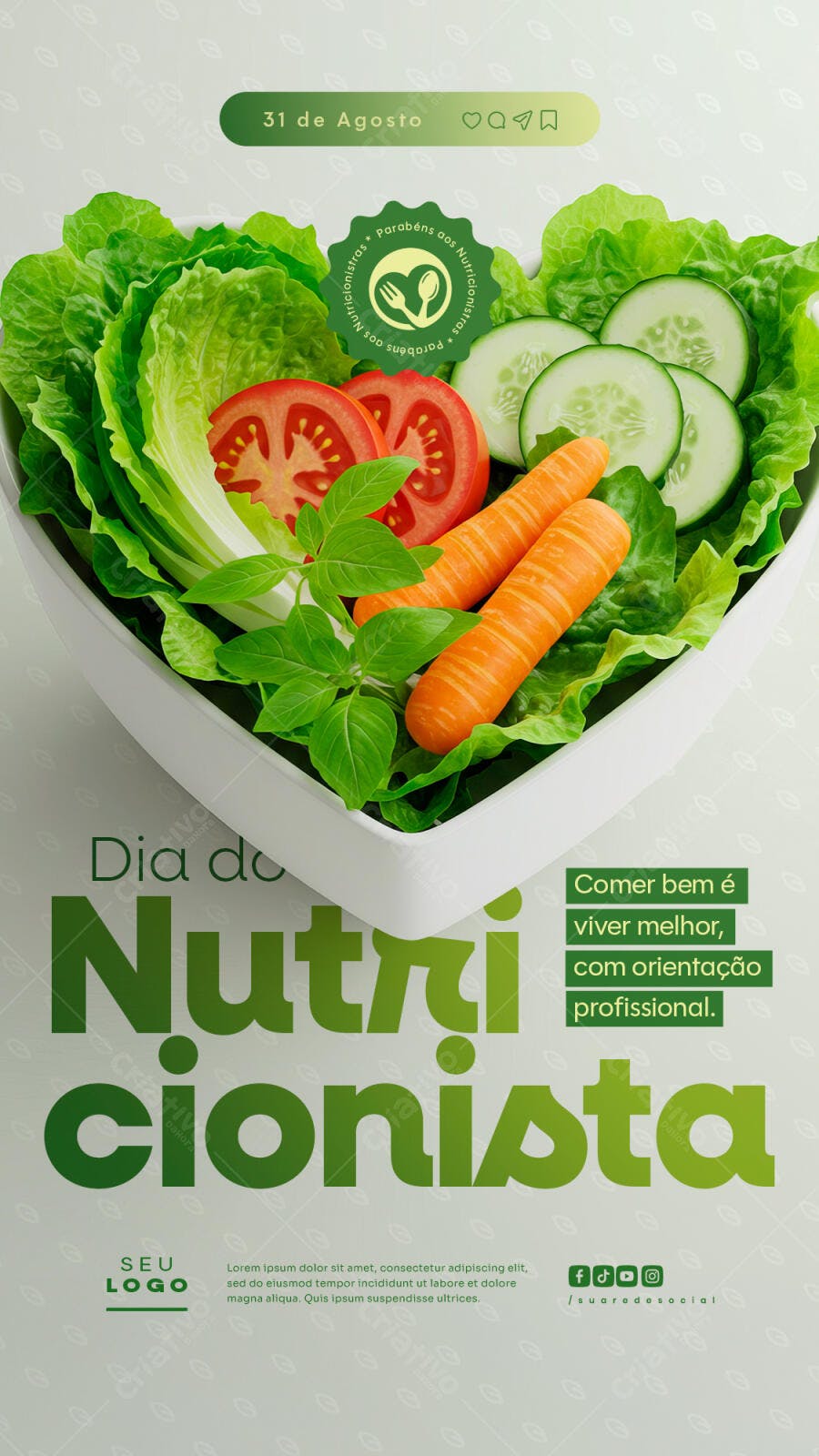 Flyer Dia do Nutricionista 31 de Agosto PSD Editável