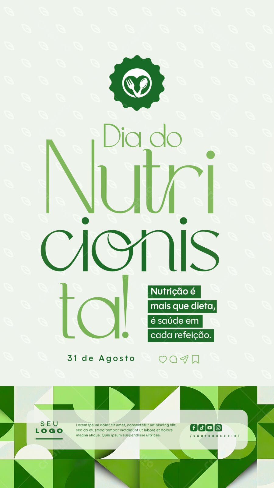 Flyer Dia do Nutricionista 31 de Agosto PSD Editável