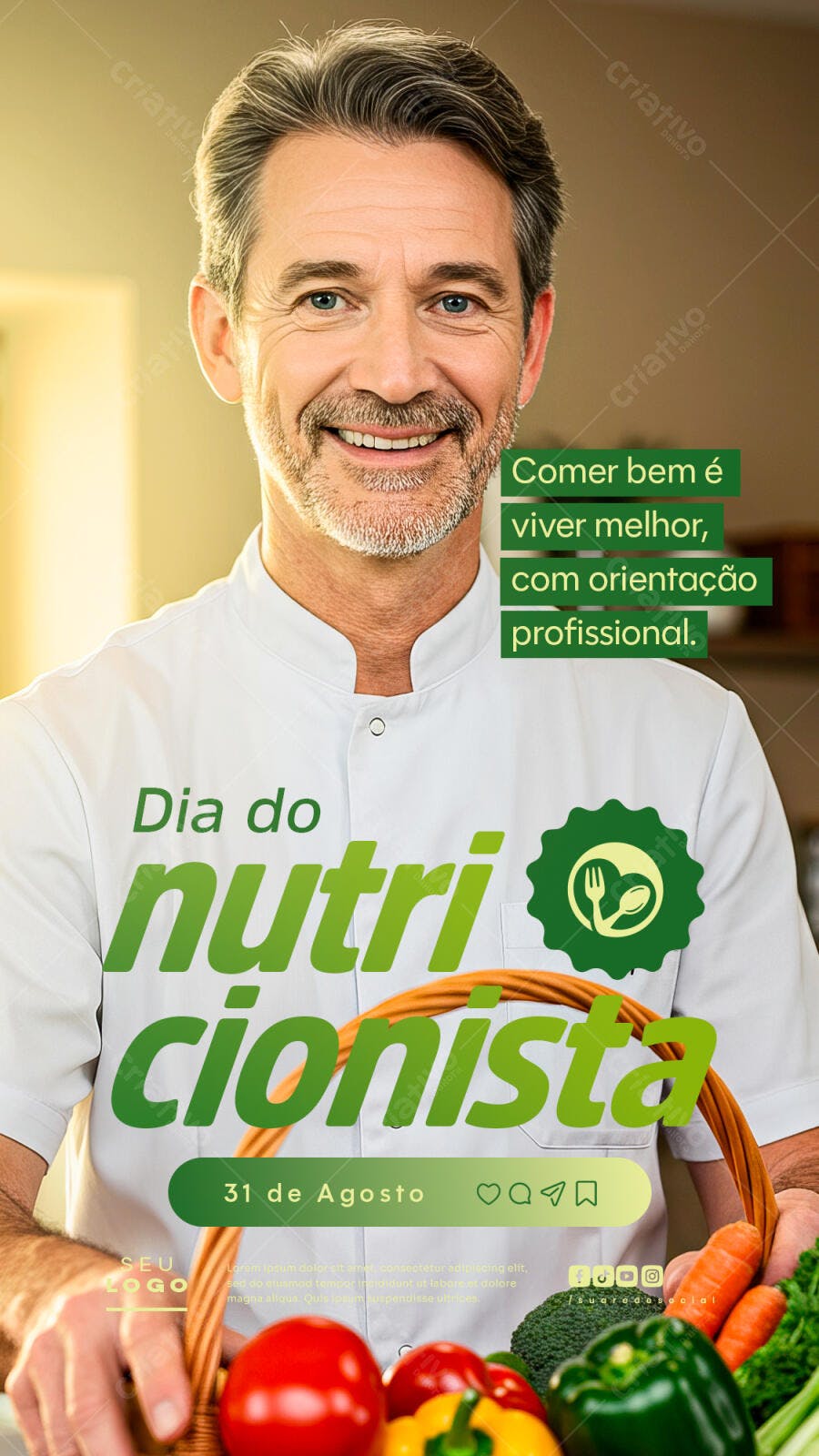 Flyer Dia do Nutricionista 31 de Agosto PSD Editável