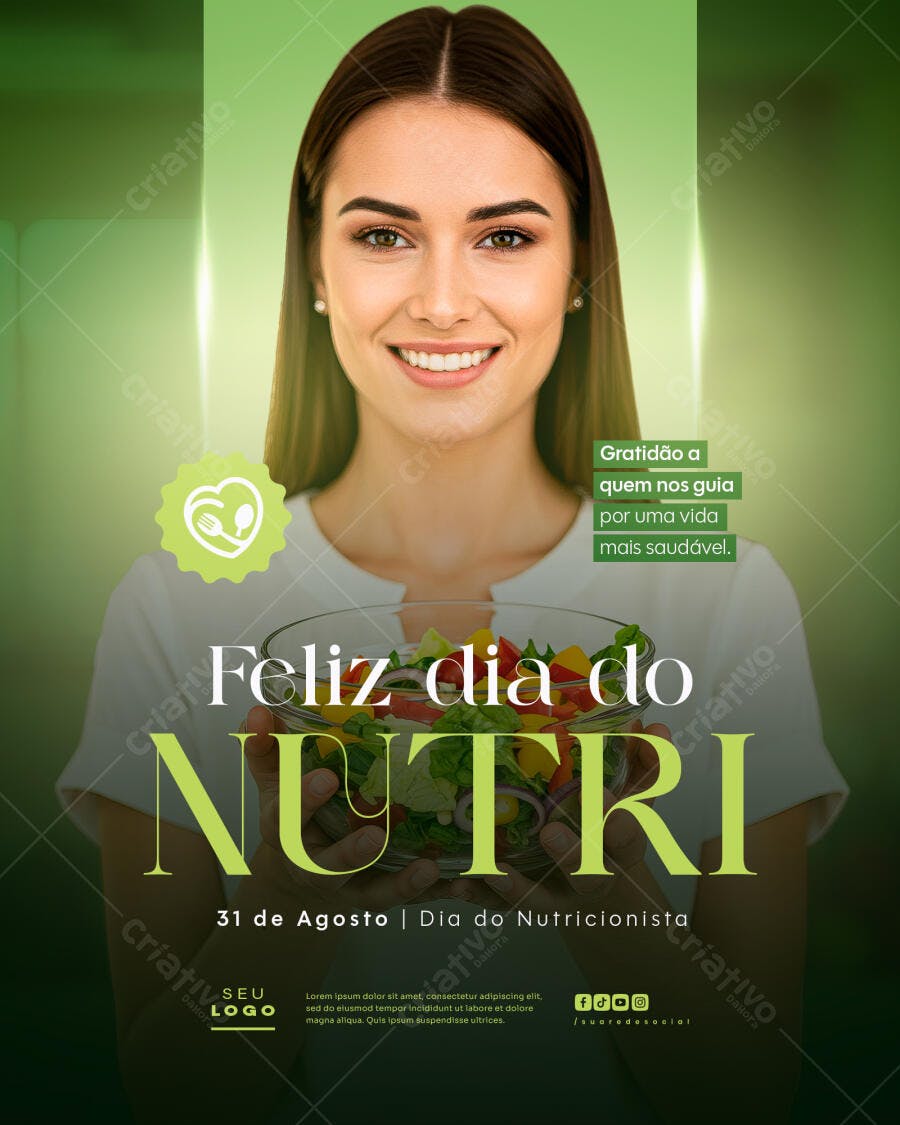 Flyer Dia do Nutricionista 31 de Agosto PSD Editável