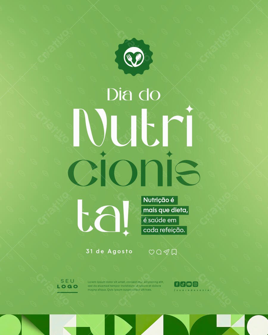 Flyer Dia do Nutricionista 31 de Agosto PSD Editável