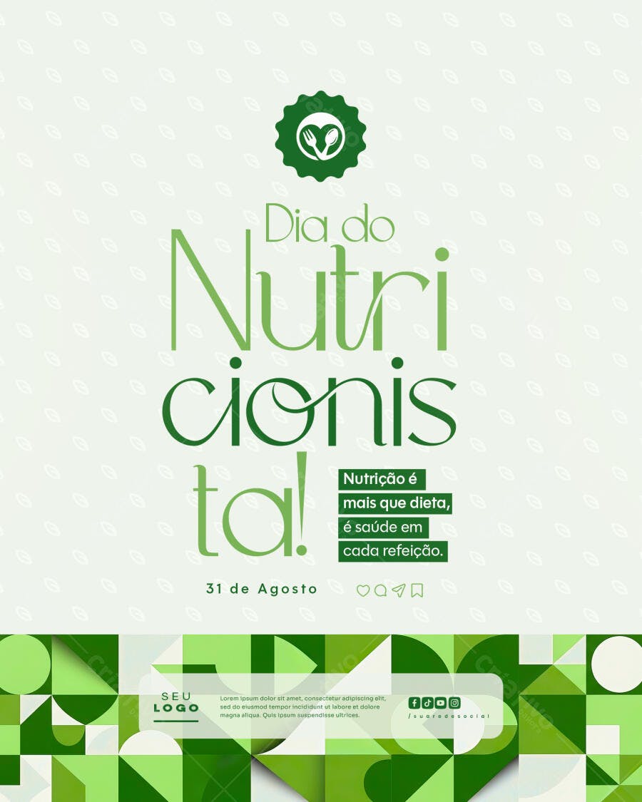 Flyer Dia do Nutricionista 31 de Agosto PSD Editável