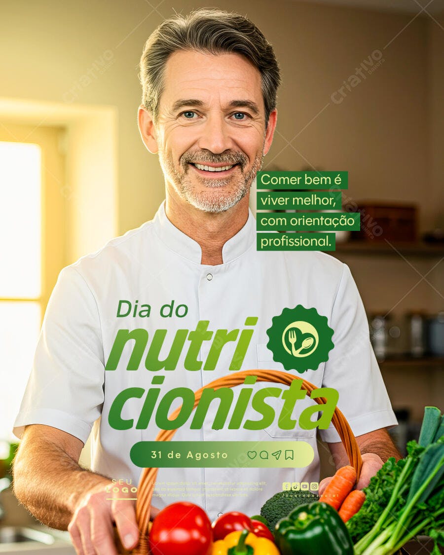 Flyer Dia do Nutricionista 31 de Agosto PSD Editável