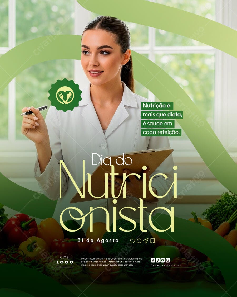 Flyer Dia do Nutricionista 31 de Agosto PSD Editável