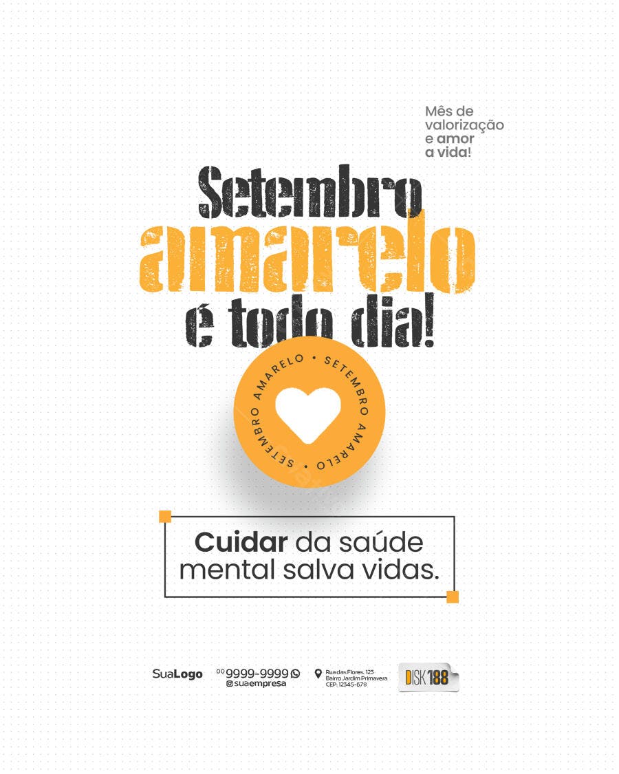 Post para Setembro Amarelo PSD Editável