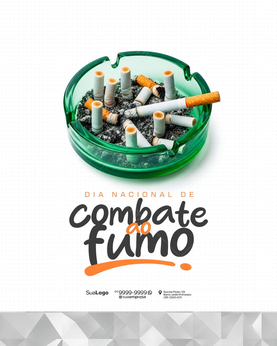 Flyer Dia Nacional de Combate ao Fumo PSD Editável