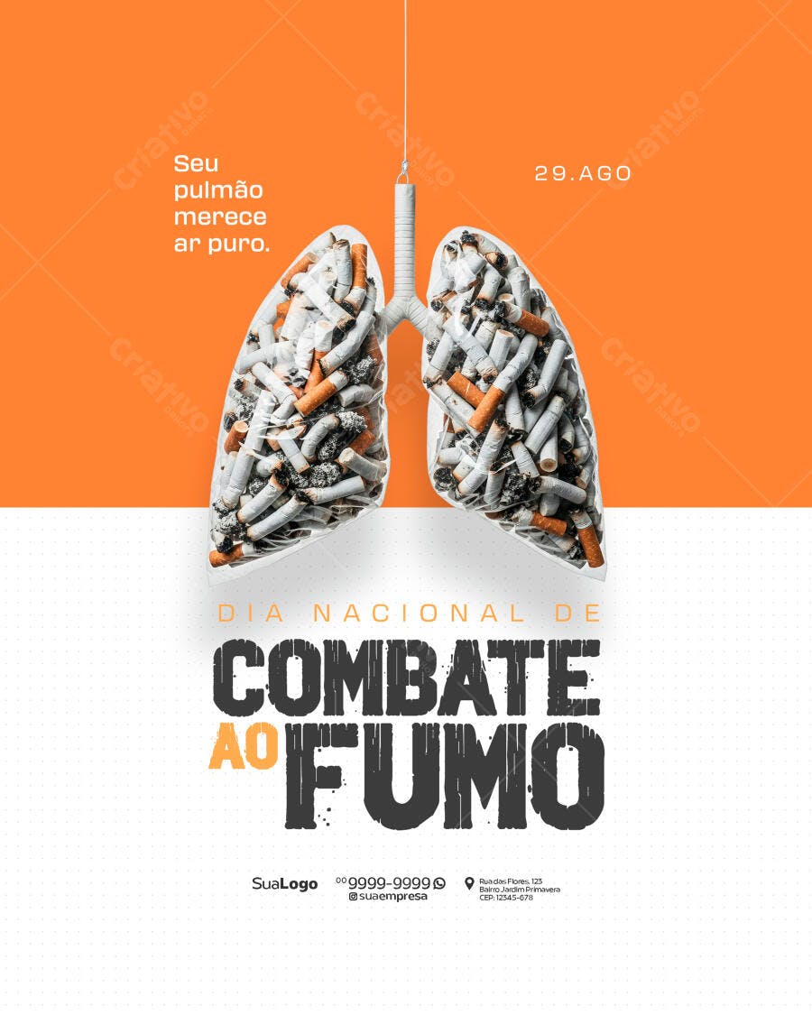 Poster Dia Nacional de Combate ao Fumo PSD Editável