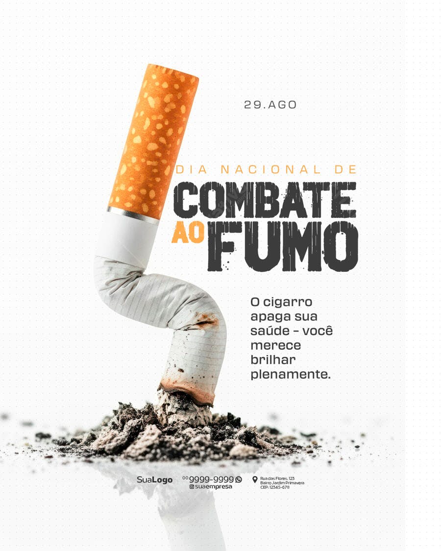 Flyer Dia Nacional de Combate ao Fumo PSD Editável