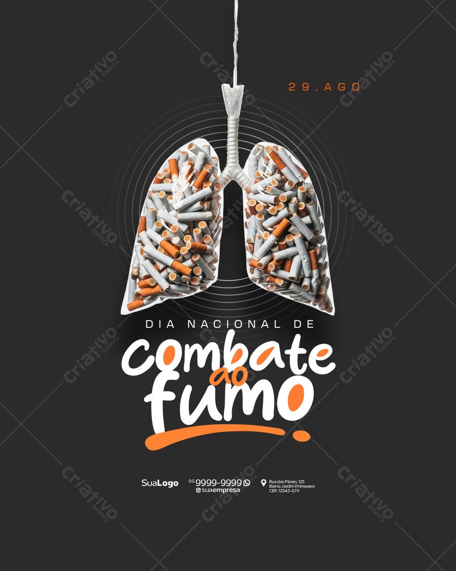 Flyer Dia Nacional de Combate ao Fumo PSD Editável