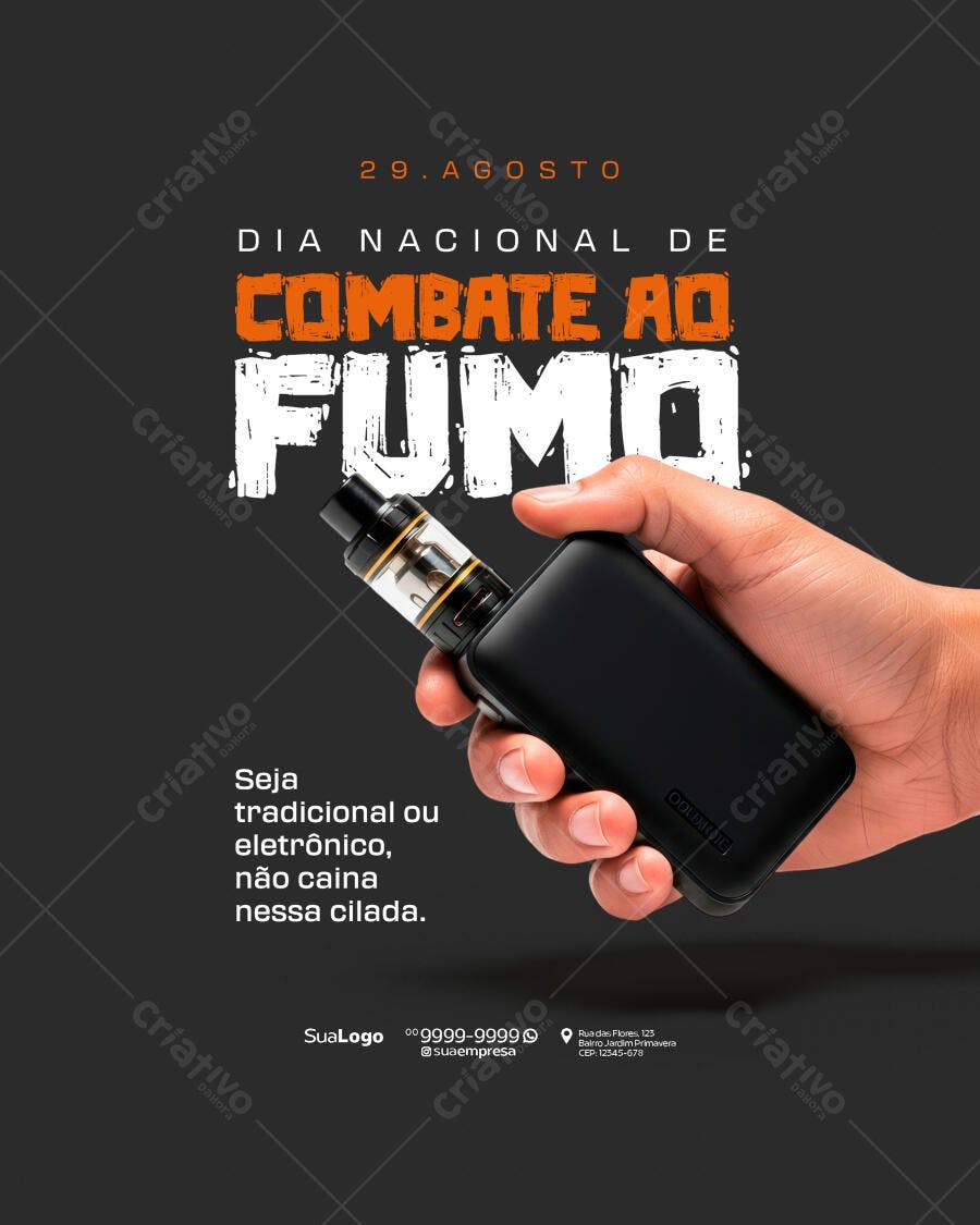 Flyer Dia Nacional de Combate ao Fumo PSD Editável