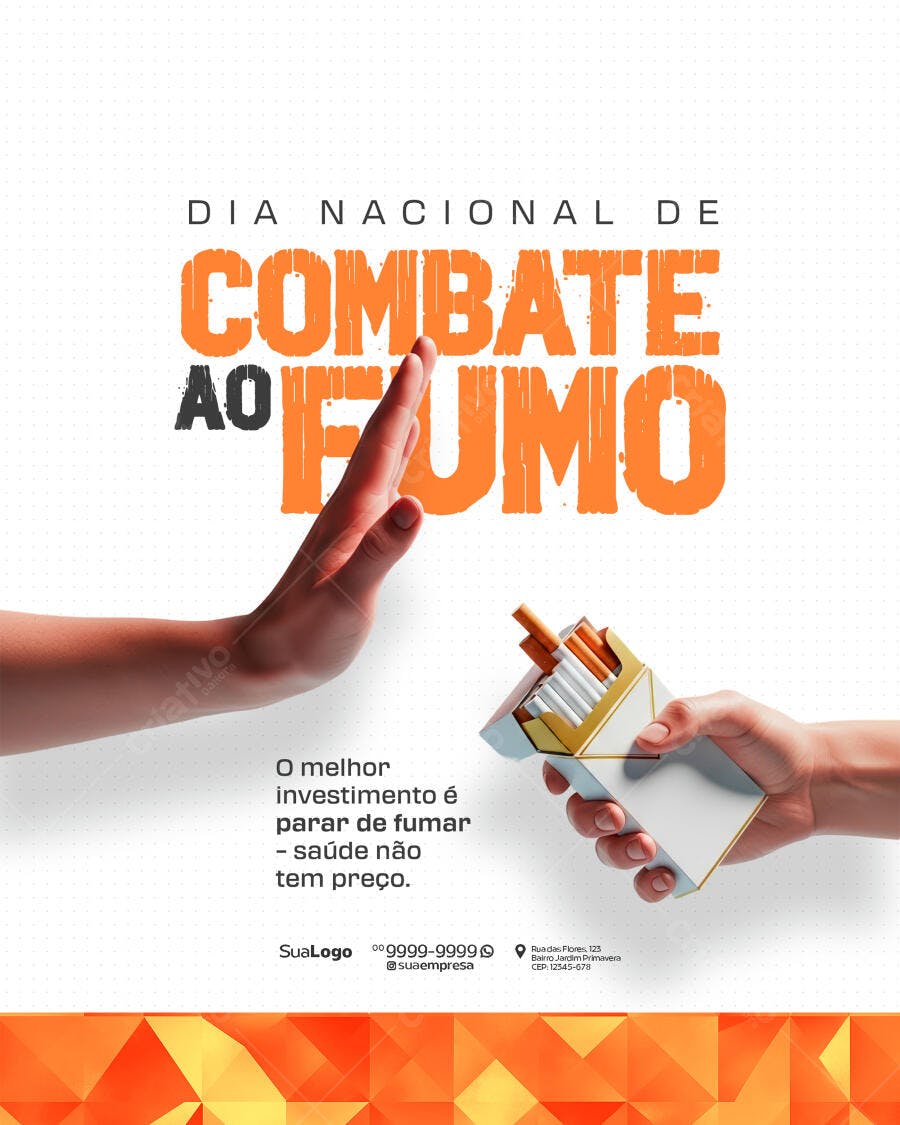 Poster Dia Nacional de Combate ao Fumo PSD Editável